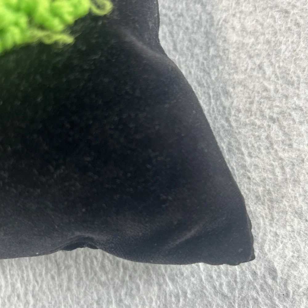 Vintage Cat Pillow Black Velvet Cushion Handmade Latch Hook 16 in Square